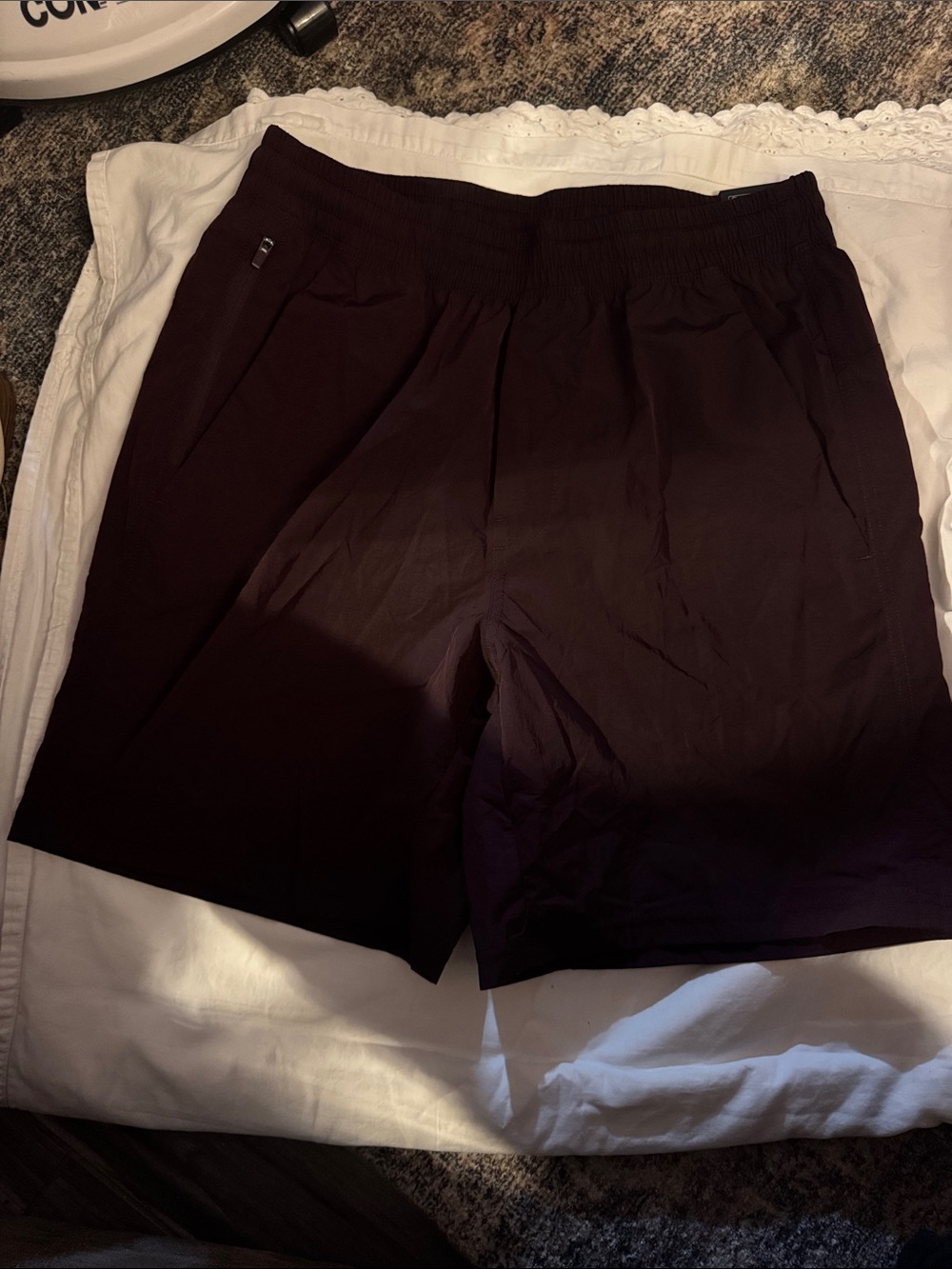 Men's Elastic-Waist Hybrid Shorts in Dark Maroon#198
